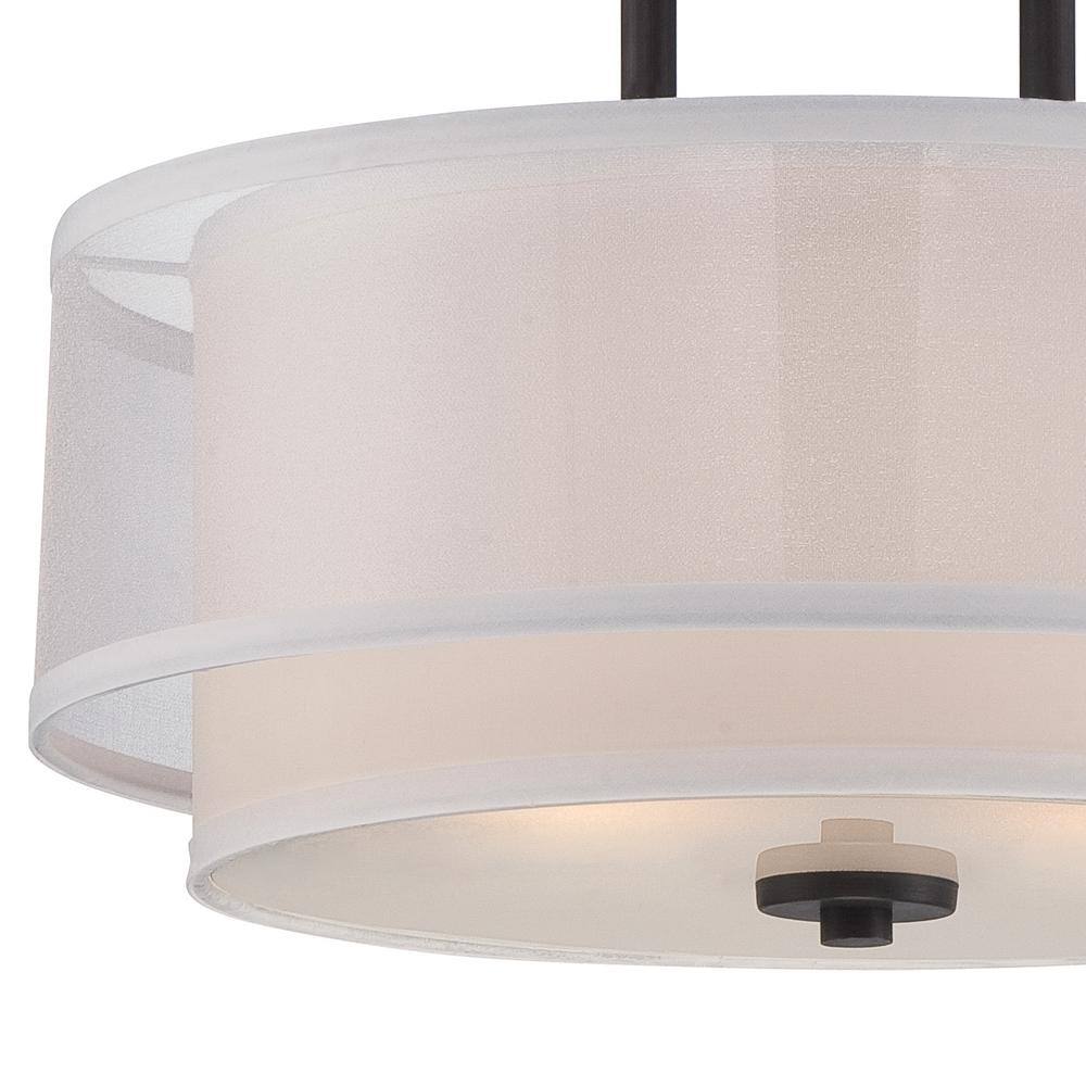 Fusion Biscayne Bronze Semi-Flush Drum Ceiling Light with Organza Shade