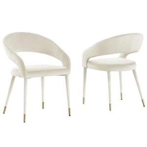 Jacques 32 in. H Velvet Cream Dining Chairs (Set of 2)