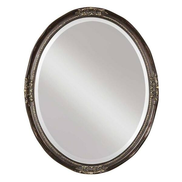 Global Direct 31 in. x 25 in. Bronze Oval Framed Mirror