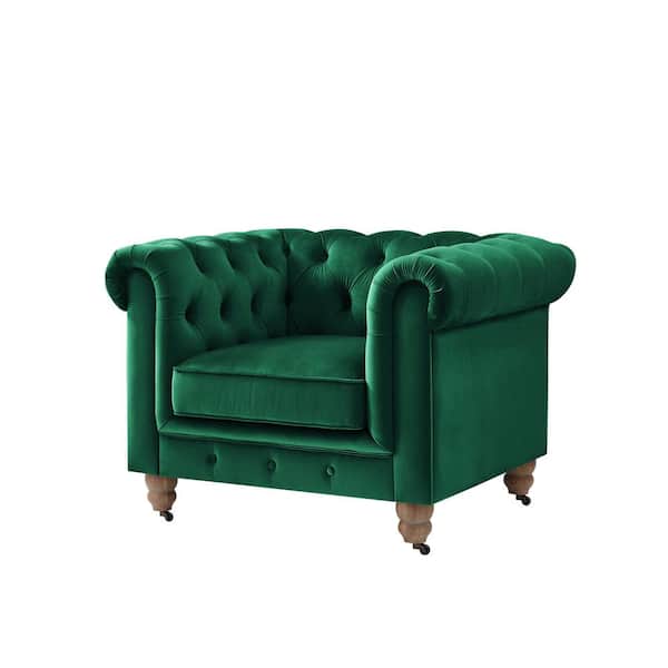 Rustic Manor Macey Hunter Green Club Chair Button Tufted Velvet 42 in. L x 33.5 in. W x 30.3 in. H