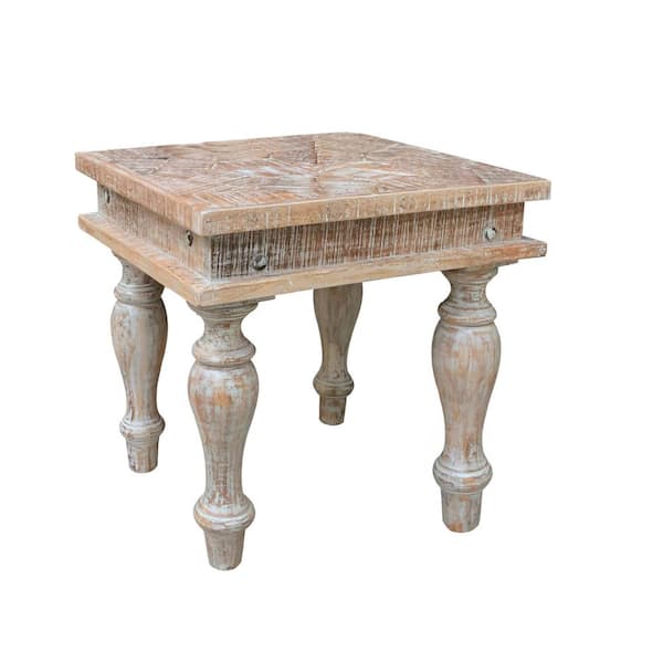 HomeRoots 22 in. Brown Solid Wood End Table