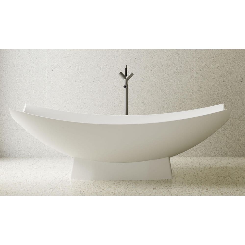 71" White Matte Solid Surface Freestanding Hammock Bathtub