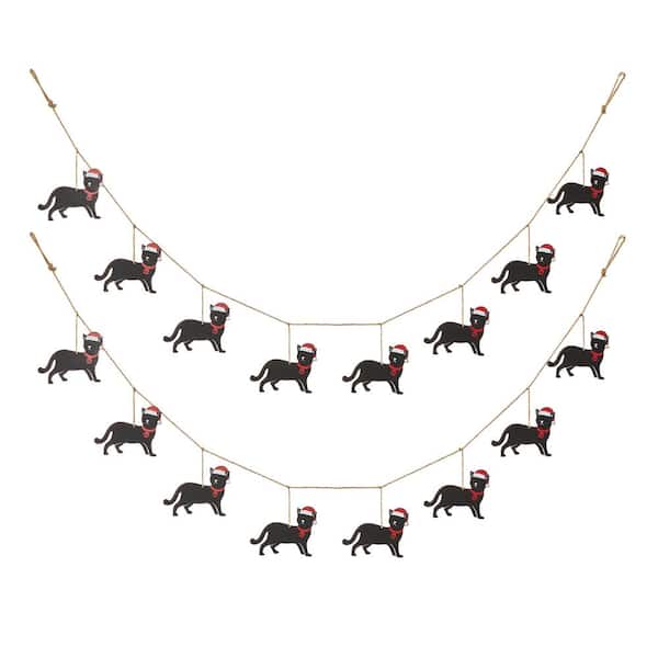 Glitzhome 72 in. H Metal Christmas Kitty Garland (2-Pack)