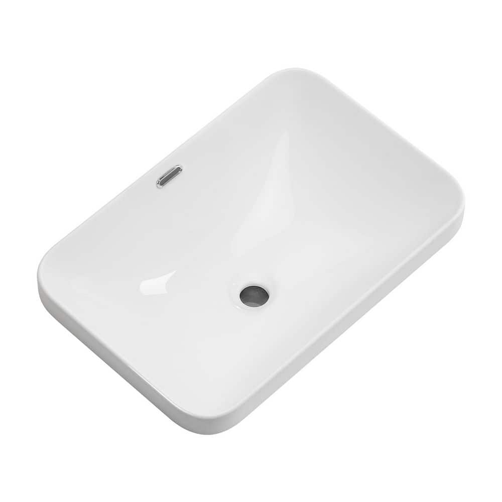 22.05 in. x 15.36 in. Milk White Ceramic Rectangular Undermount Bathroom Sink price history on PriceWatchPro