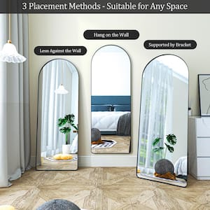 32 in. W x 71 in. H Arched Brush Gold Aluminum Alloy Framed Full Length Mirror Standing Floor Mirror