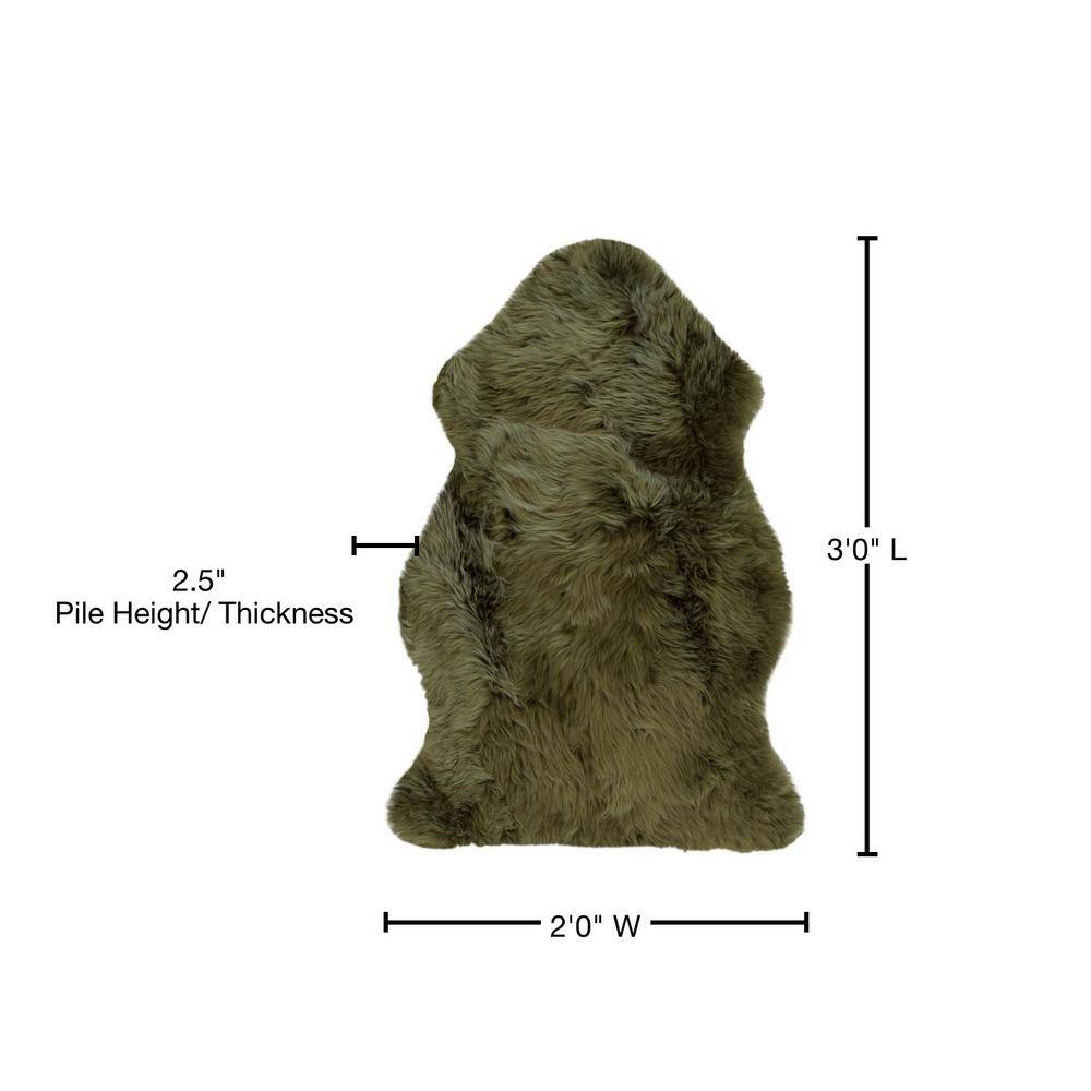 Lush New Zealand Wool Sheepskin Rug in Khaki 2' x 3'