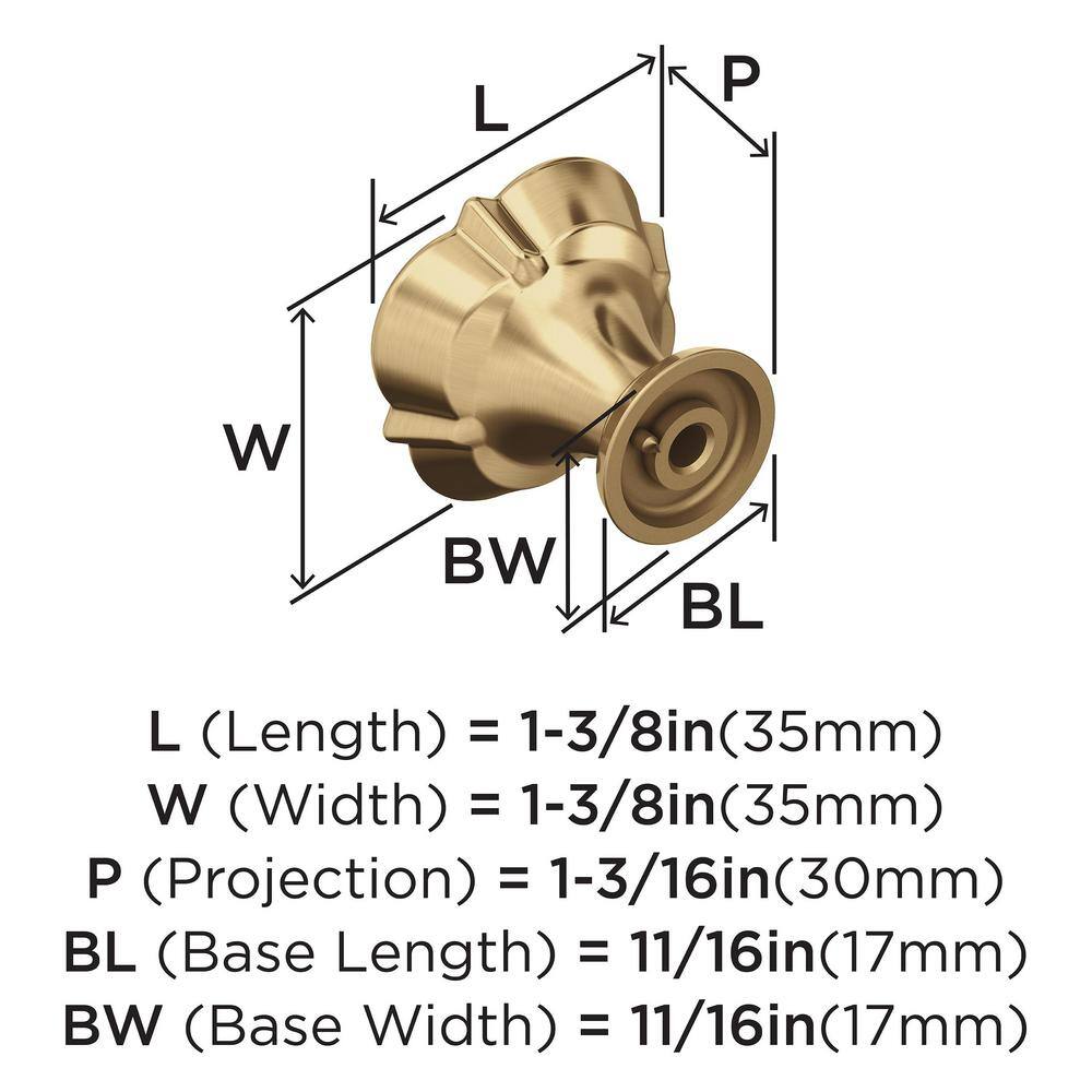 Champagne Bronze 1-3/8" Traditional Square Cabinet Knob
