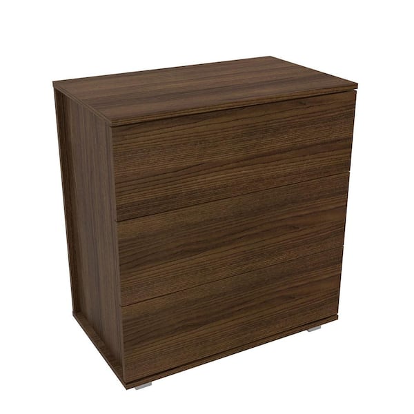 Polifurniture Madison Walnut 3-Drawer Chest of Drawers (26.25 in. W x 15.75 in. D x 29 in. H)