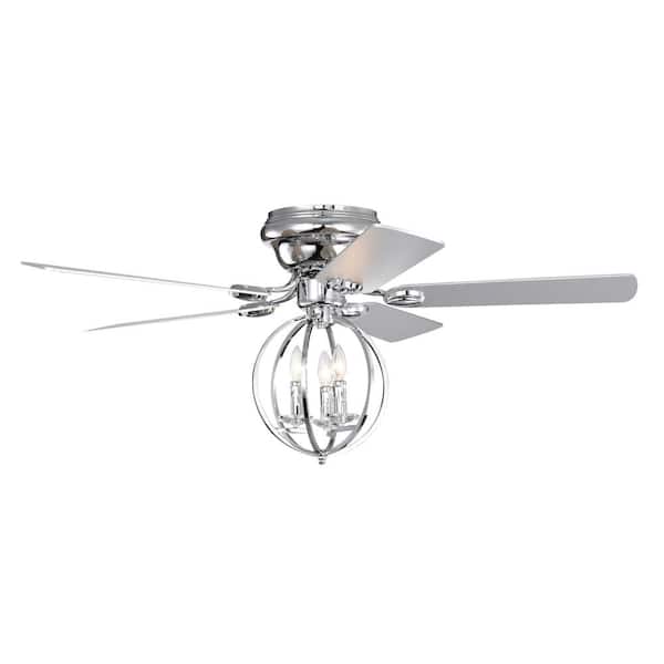 Modland Light Pro 52 in. Indoor Silver Standard Ceiling Fan with Remote Control,Blade Span 24 in.(No bulbs Include)