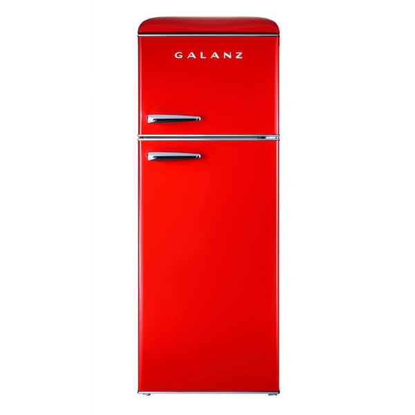Galanz 7.6 cu.ft. Retro Mini Refrigerator with Dual Door and True Freezer in Red
