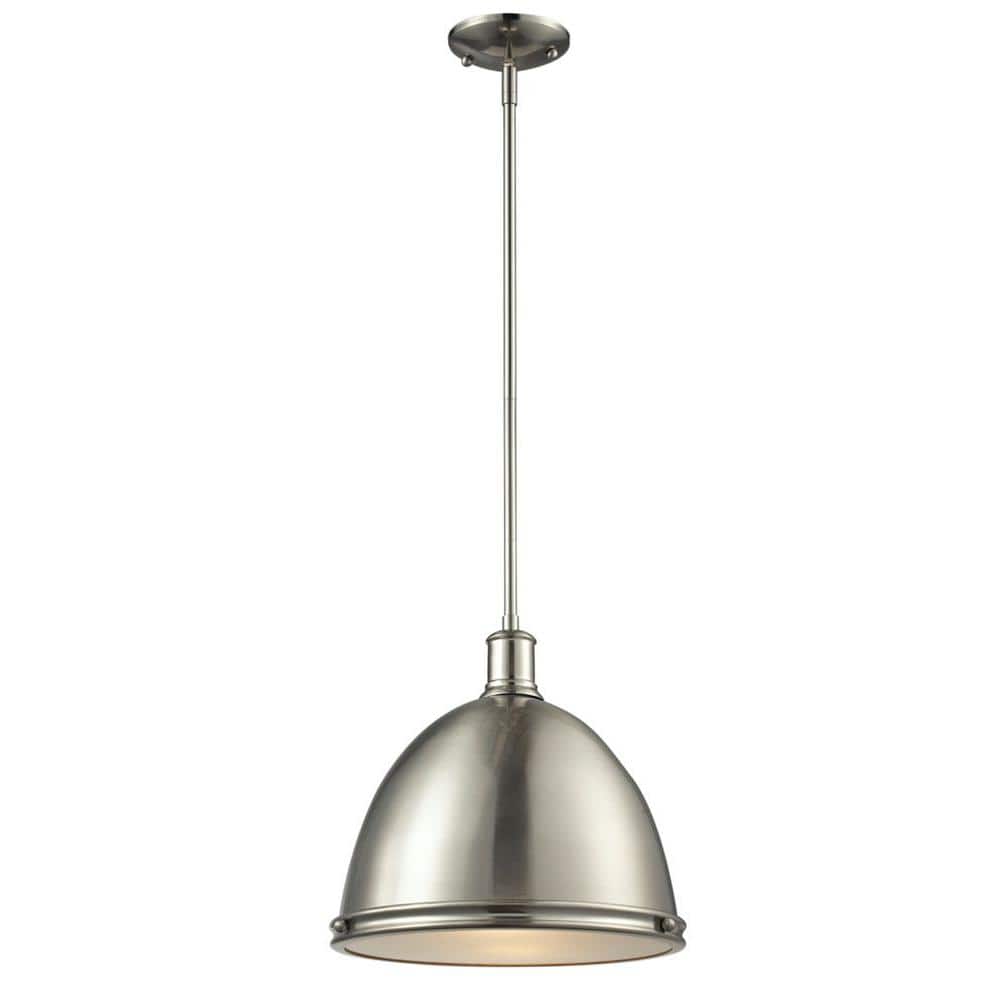 Warren 1-Light Brushed Nickel Contemporary Pendant with Brushed Nickel Stee