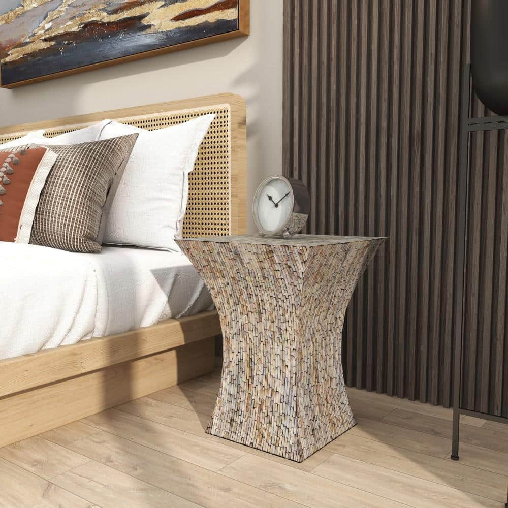 Pearl Inlay Hourglass Accent Table 15"x19" - Multicolor