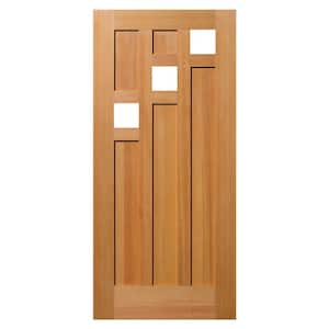 36 in. x 80 in. 5 Panel Universal/Reversible 3-Lite Clear Glass Unfinished Fir Wood Front Door Slab