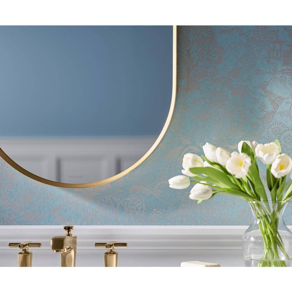 Essential Elegance 40" x 20" Brushed Gold Metal Framed Vanity Mirror