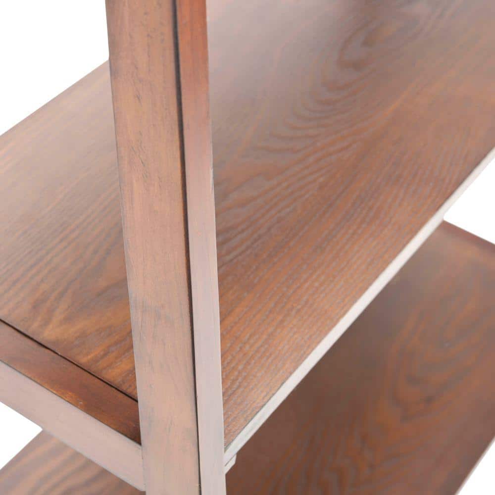 Dark Teak 5-Tier Wall-Leaning Ladder Shelf