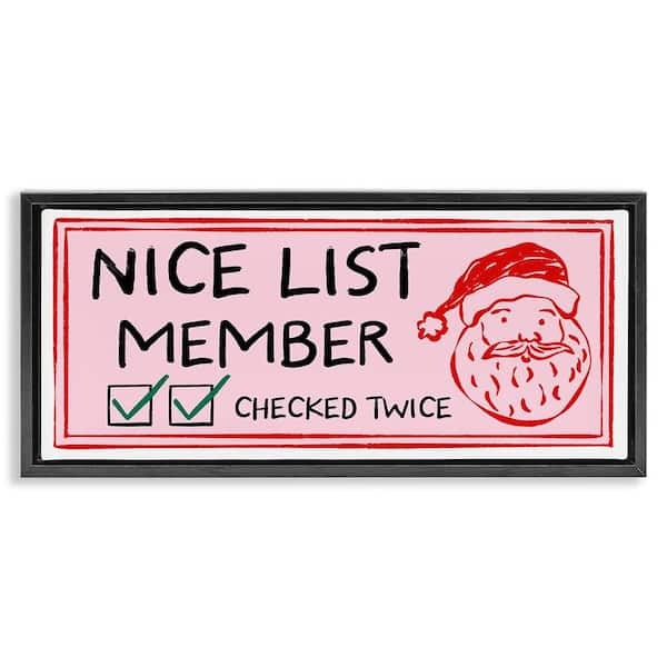 Nice List Santa Ticket by JJ Design House LLC 1 Piece Black Floater Frame Graphic Typography Art Print 11 in. x 25 in.