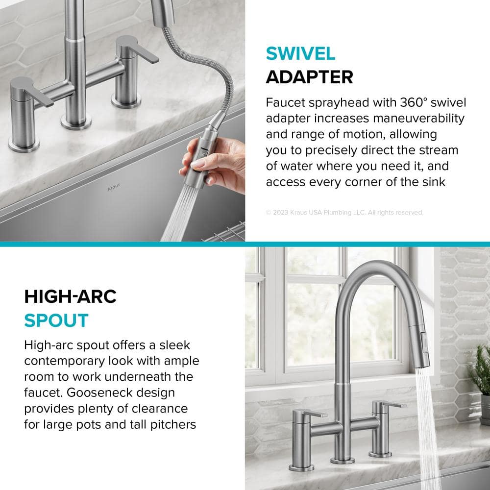 Matte Black Brass Kitchen Faucet with Pull-Down Sprayhead