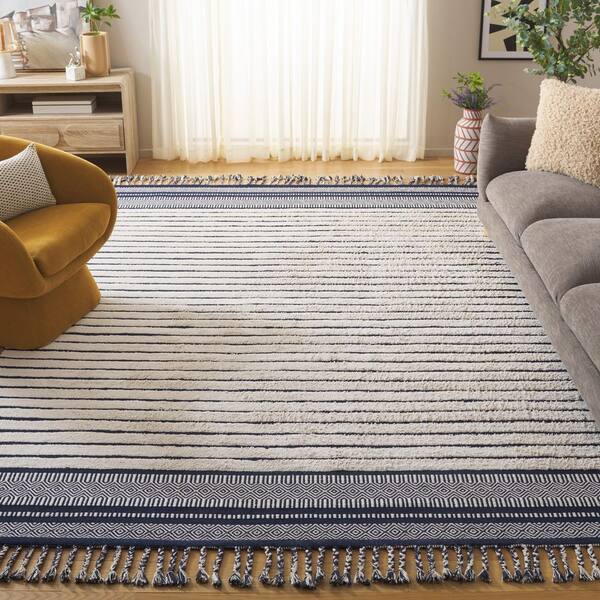 Kilim Collection 6 ft. x 9 ft. Navy/Natural Tribal Area Rug