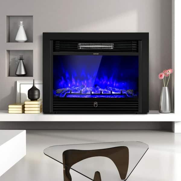 Clihome 28.5 in. 750W/1500W Freestanding and Recessed Electric Fireplace Insert w 3 Flame Color, Timer, Remote Control