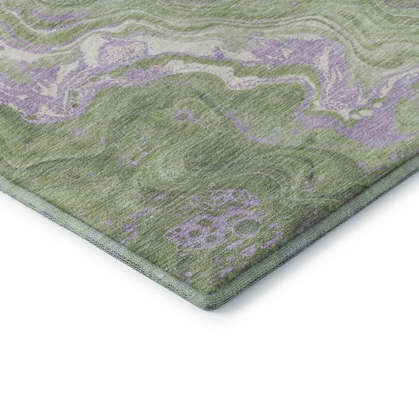 Mayfield Premium Machine Washable Abstract AMF1701 Aloe 5 ft. x 7 ft. 6 in. Area Rug