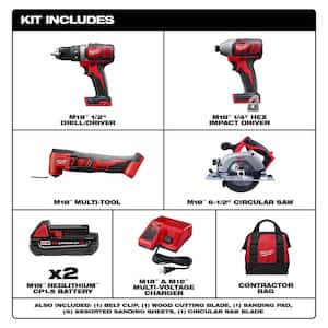 M18 18V Lithium-Ion Cordless Drill Driver/Impact Driver/Multi-Tool Combo Kit (3-Tool) W/ 6-1/2 in. Circular Saw