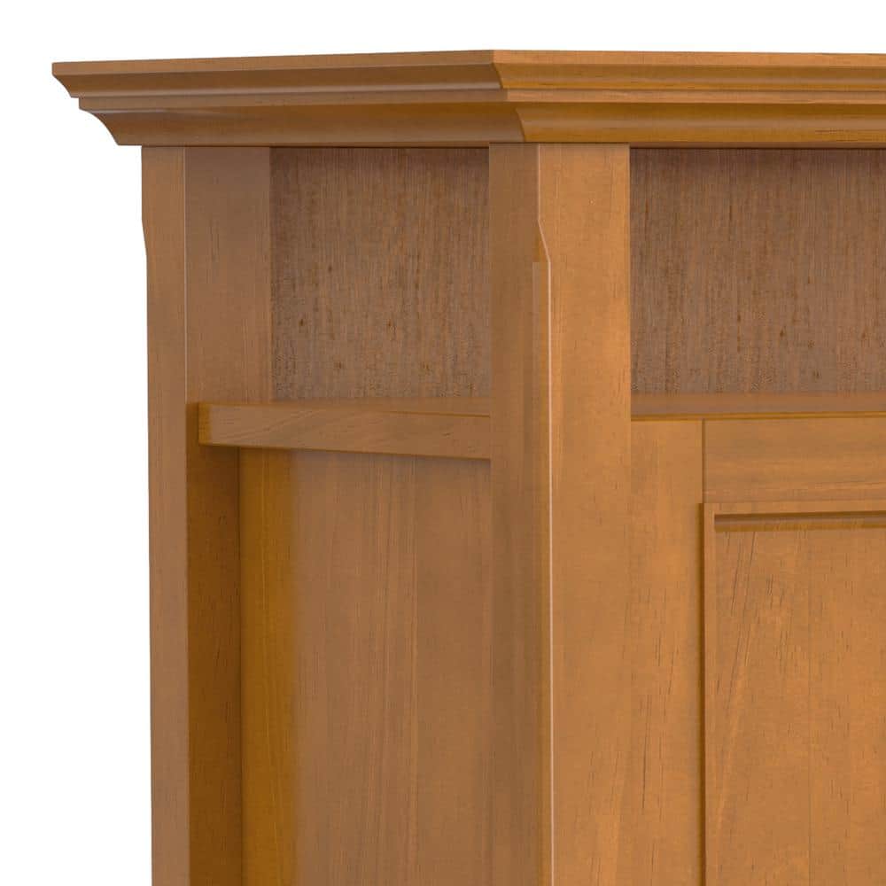 Light Golden Brown Solid Wood TV Media Stand with Cabinets