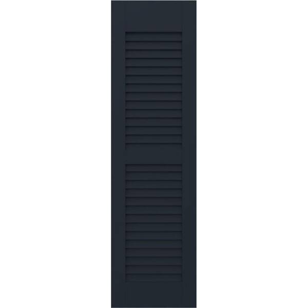 Ekena Millwork Americraft 12 in. W x 34 in. H 2-Equal Louver Exterior Real Wood Shutters Pair in Starless Night Blue