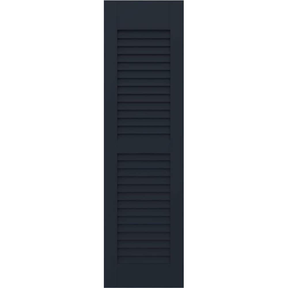 18 in. W x 43 in. H Americraft 2 Equal Louver Exterior Real Wood Shutters Pair in Starless Night Blue price history on PriceWatchPro