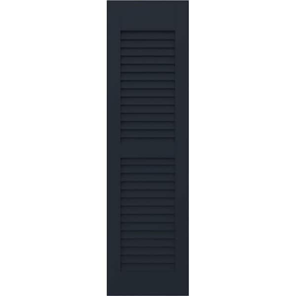 Ekena Millwork 18 in. W x 61 in. H Americraft 2 Equal Louver Exterior Real Wood Shutters Per Pair in Starless Night Blue