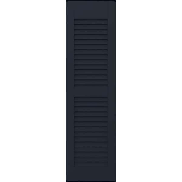 Ekena Millwork 18 in. W x 79 in. H Americraft 2 Equal Louver Exterior Real Wood Shutters Per Pair in Starless Night Blue