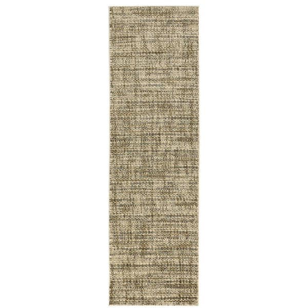 Asbury Beige/Brown 2 ft. x 8 ft. Distressed Abstract Polypropylene Indoor Runner Area Rug