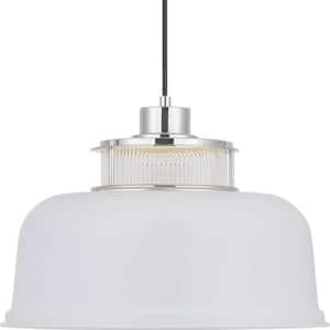 Brant Point 1-Light Polished Nickel Pendant with Matte White Metal Shade