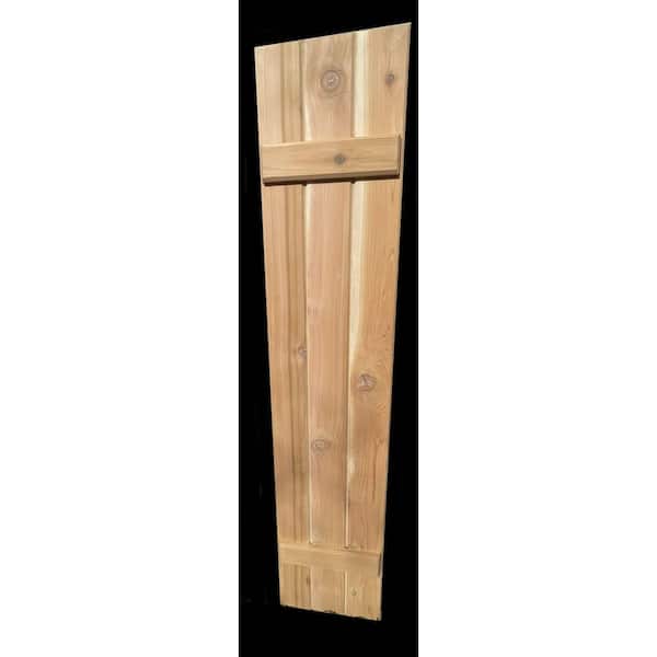 Al's Millworks 15 in. x 72 in. Cedar Exterior Board and Batten Wood Shutters in Natural Cedar Pairs