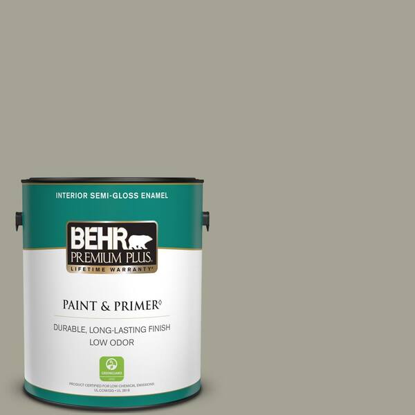 BEHR PREMIUM PLUS 1 gal. Home Decorators Collection #HDC-NT-01 Woodland Sage Semi-Gloss Enamel Low Odor Interior Paint & Primer