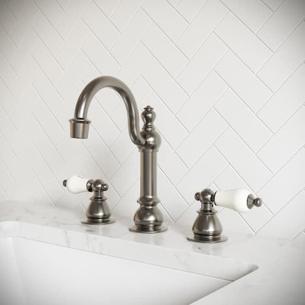 Vintage Classic 8 in. Widespread 2-Handle High Arc Bathroom Faucet with Pop-Up Drain in Satin Nickel
