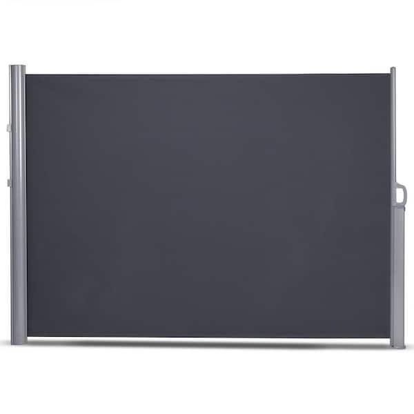 WELLFOR 118.5 in. x 63 in. Patio Retractable Folding Side Awning Screen Privacy Divider in Dark Gray