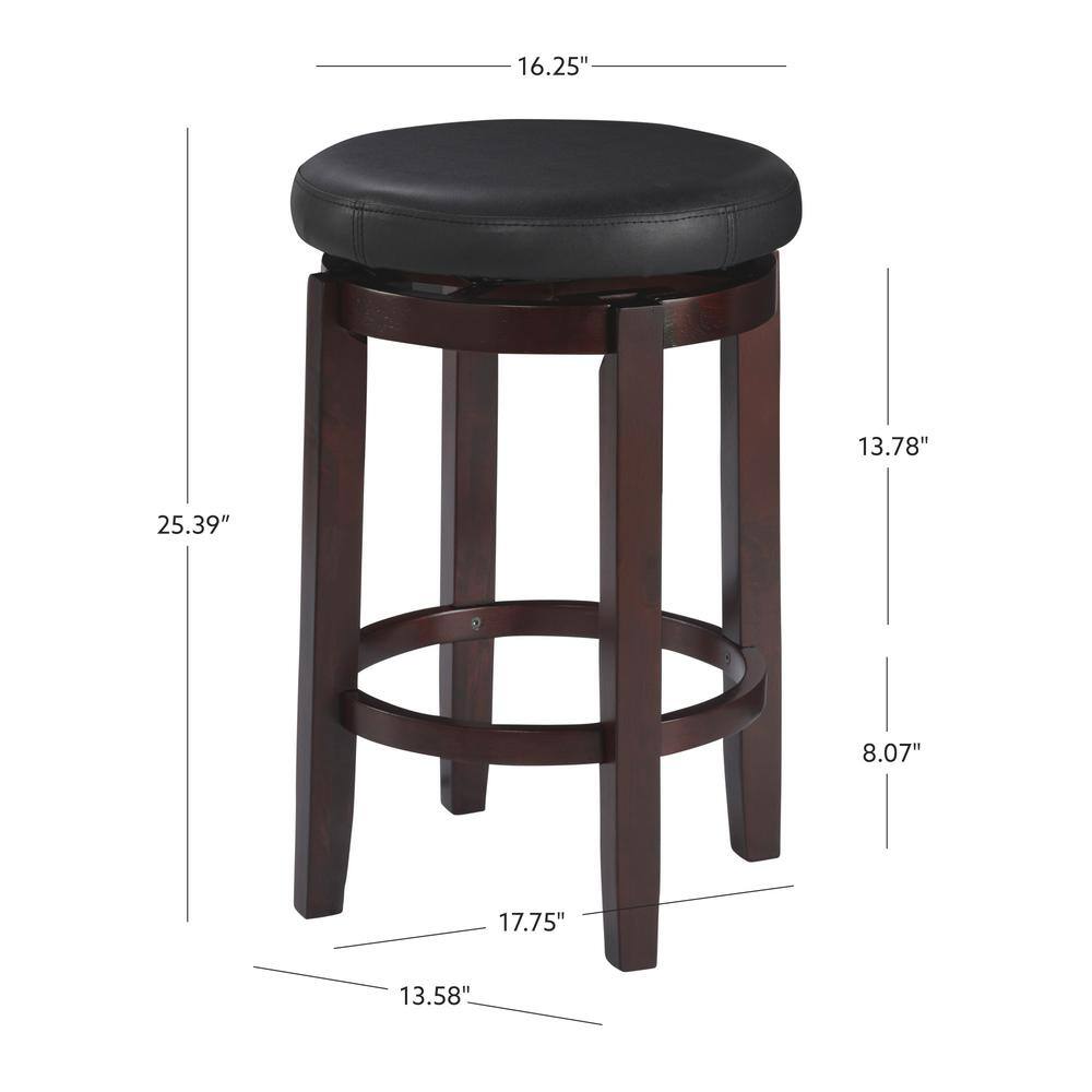 Maya 24" Black Faux Leather Swivel Counter Stool