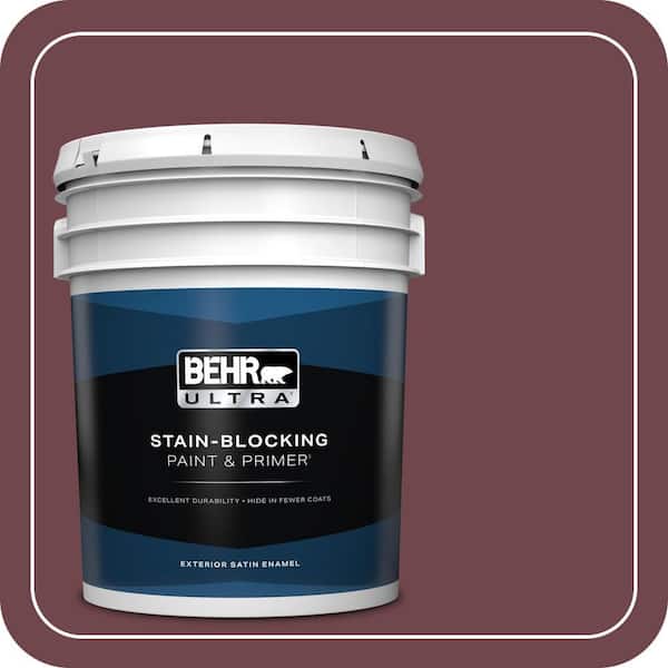 BEHR ULTRA 5 gal. #PPU1-14 Formal Maroon Satin Enamel Exterior Paint & Primer