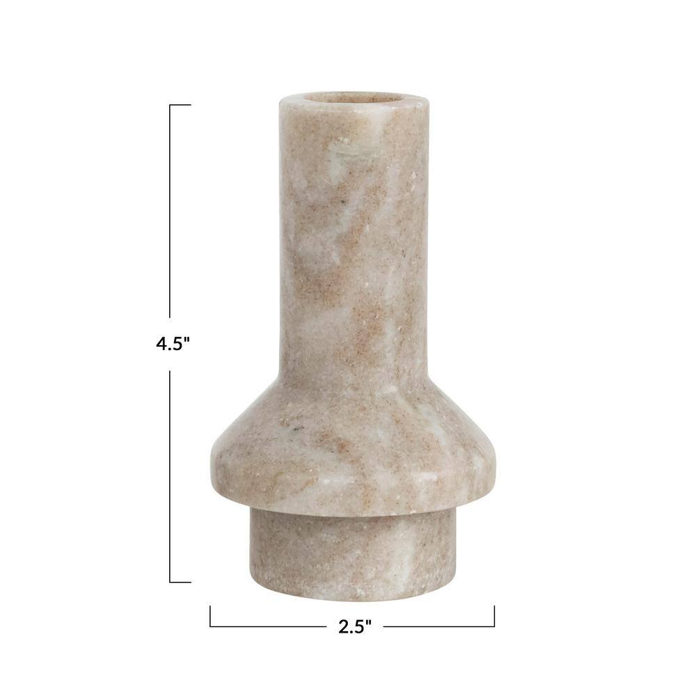 Beige Marble Taper Candle Holder, 4.5"