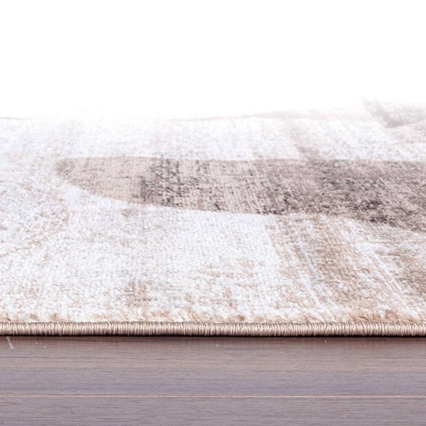 Modern Geometric Design Brown 5 ft. x 7 ft. Area Rug