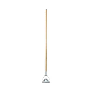 62 in. Natural Wooden Mop Handle and Screw Clamp Metal Head
