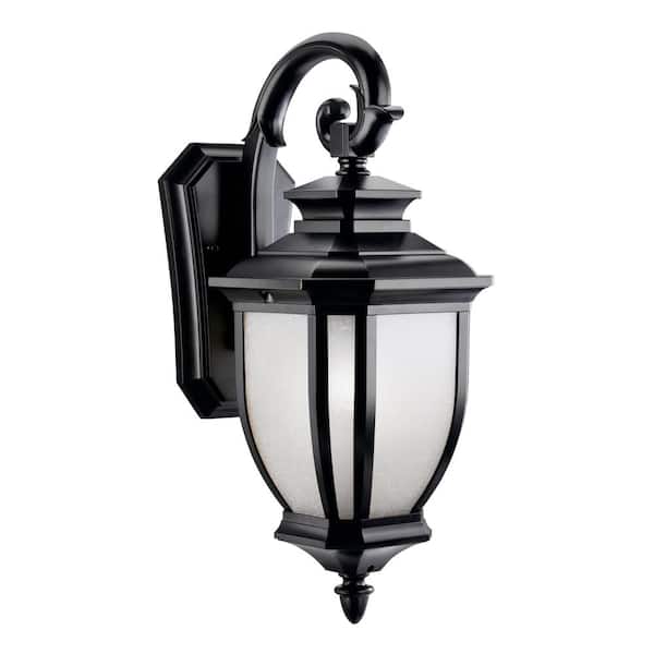 KICHLER Salisbury 19.5 in. 1-Light Black Outdoor Hardwired Wall Lantern Sconce with No Bulbs Included (1-Pack)