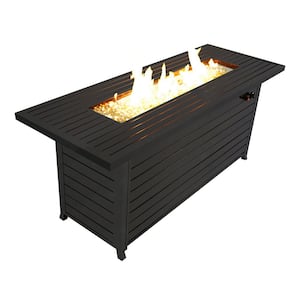 50000BTU Outdoor Gas Propane Fire Steel Pits Table with Lid Fire Glass