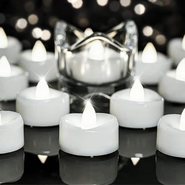24-Pack Pure White LED Flameless Tea Candles: Battery Operated, 200+ Hours, Realistic, for Halloween, Christmas
