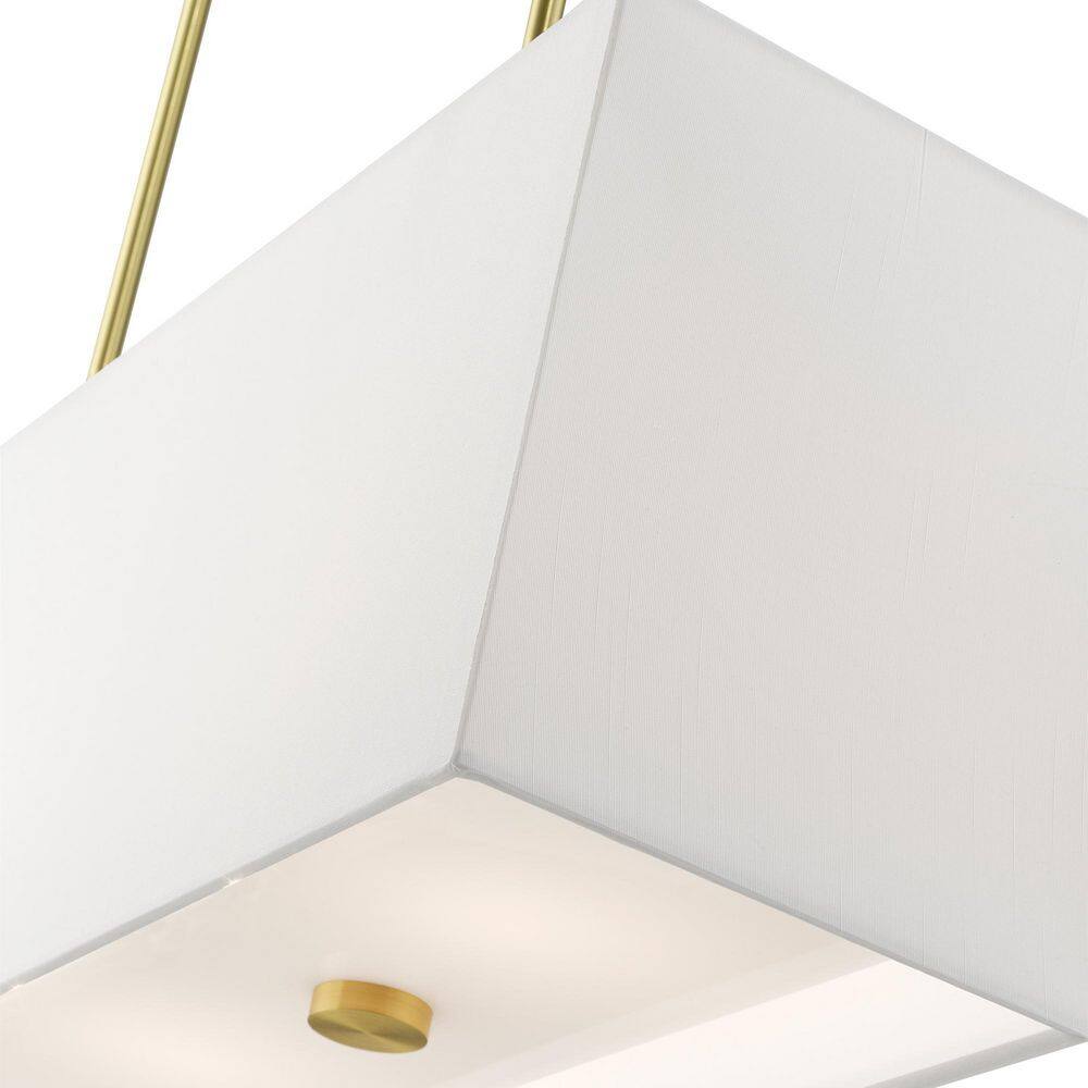 Summit Satin Brass 4-Light Linear Chandelier with Off-White Shade