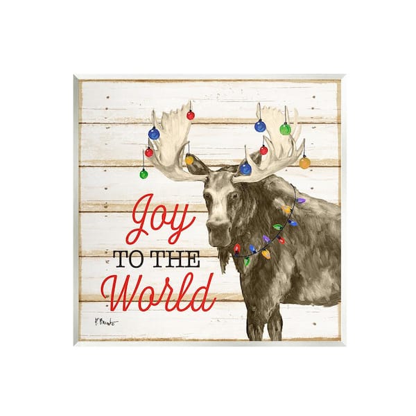 Stupell Industries Moose with Festive Lights by Paul Brent 1-Piece Unframed Graphic Print Animal Poster Art Print 12 in. x 12 in.