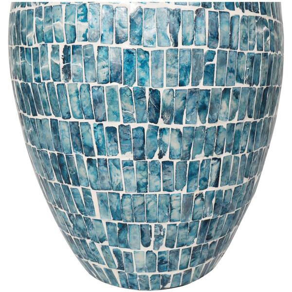 Litton Lane 22 in. Blue Handmade Mosaic Inspired Mother of Pearl