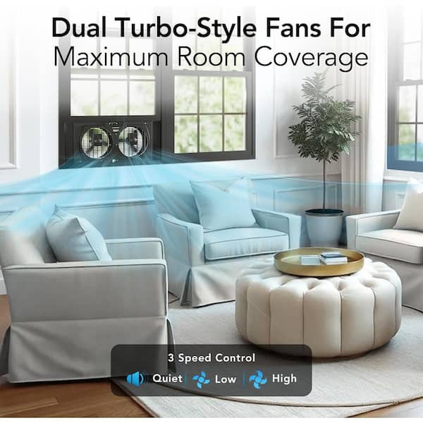 Comfort Zone 9 in. Electric Twin Window Fan with 3 Fan Speeds, 22