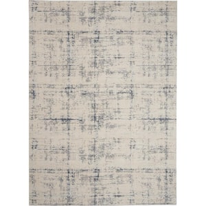 Rustic Textures Ivory/Blue 8 ft. x 11 ft. Abstract Contemporary Area Rug