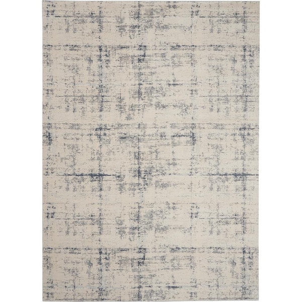 Nourison Rustic Textures Ivory/Blue 8 ft. x 11 ft. Abstract ...